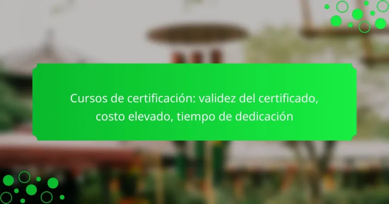 Cursos de certificación: validez del certificado, costo elevado, tiempo de dedicación
